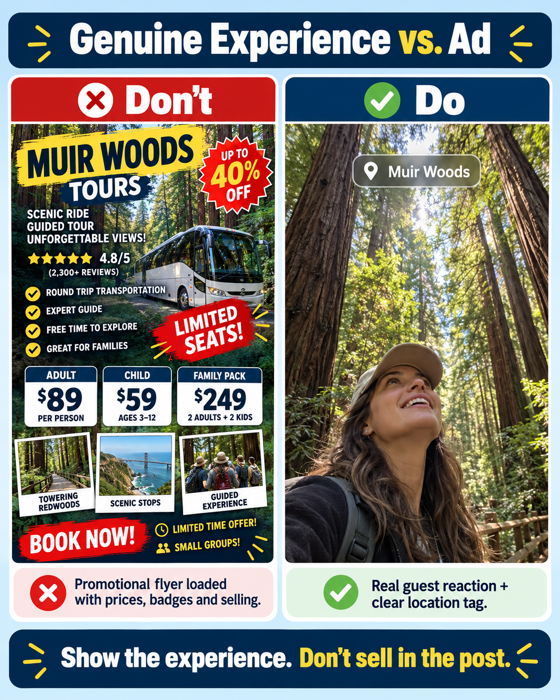 Genuine experience vs. ad