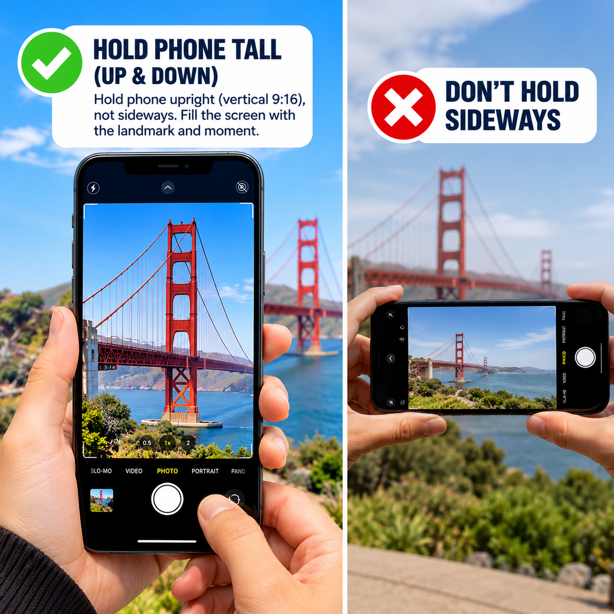 Hold your phone tall, up and down
