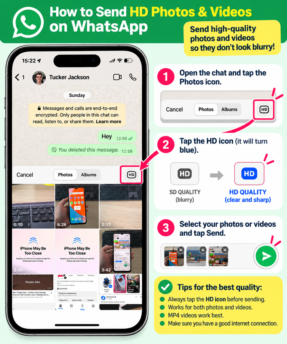 How to send in HD or as a Document on WhatsApp